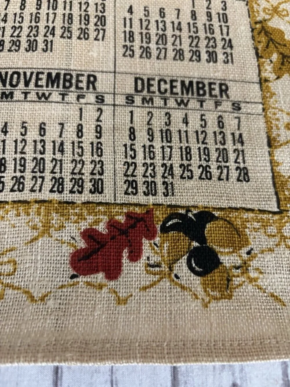 1968 Vintage MCM Linen Calendar Tea Towel Wall Hanging ROOSTER Chicken